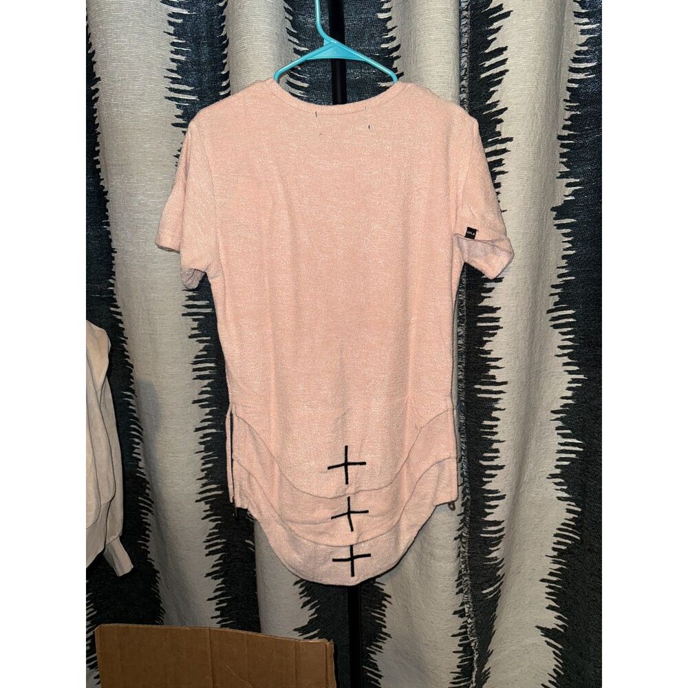 NWT HFLA Homme + Femme LA Triple Cross Layer Unisex Shirt in Pink size M